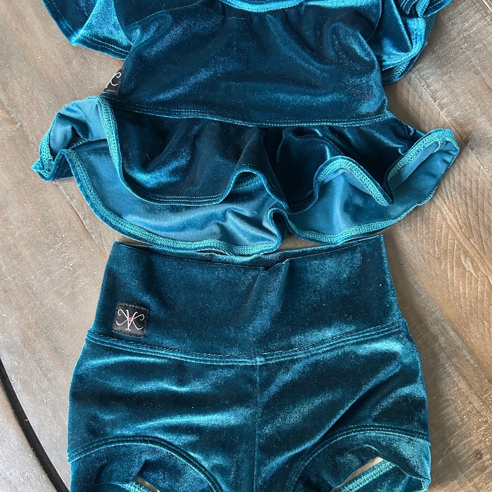 Teal Velvet Dance Outfit Kandi Kouture